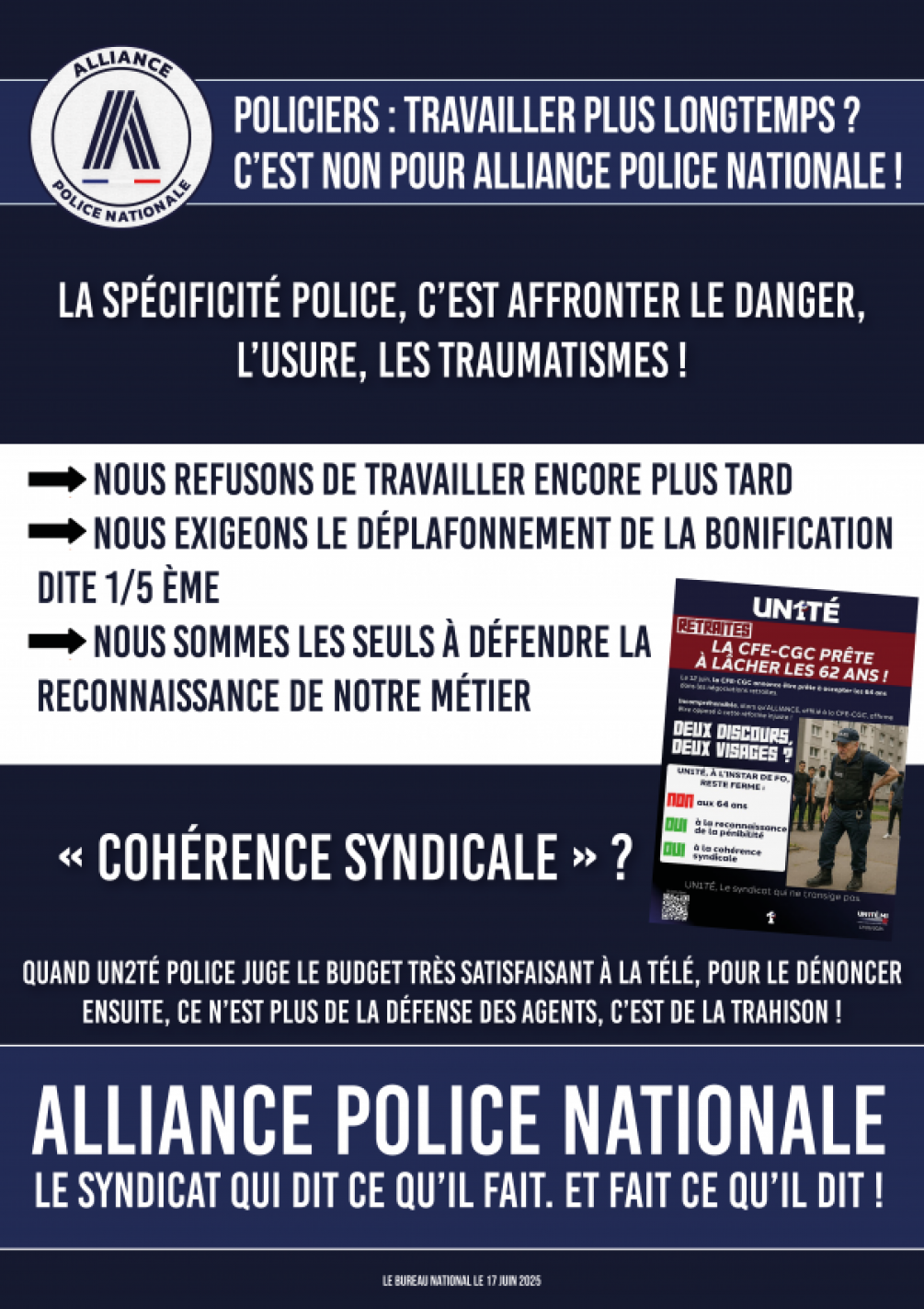 POLICIERS : Travailler plus longtemps ? C’est NON pour ALLIANCE Police Nationale 
